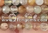 CTG1356 15.5 inches 4mm faceted round mixed quartz beads