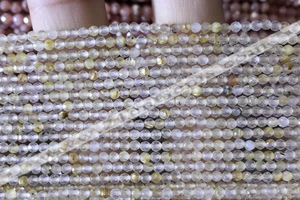 CTG1360 15.5 inches 2mm faceted round golden rutilated quartz beads