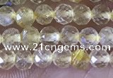 CTG1361 15.5 inches 3mm faceted round golden rutilated quartz beads