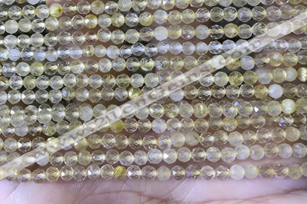 CTG1361 15.5 inches 3mm faceted round golden rutilated quartz beads