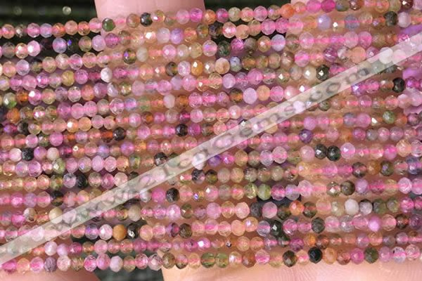 CTG1384 15.5 inches 2mm faceted round tiny tourmaline beads