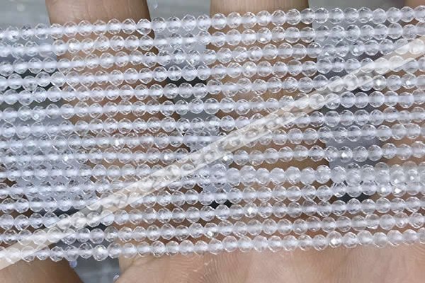 CTG1400 15.5 inches 2mm faceted round white crystal beads wholesale