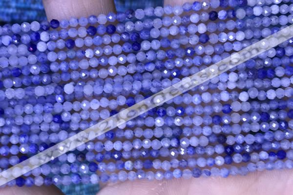 CTG1446 15.5 inches 2mm faceted round blue aventurine beads