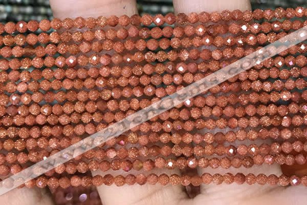 CTG1451 15.5 inches 2mm faceted round goldstone beads wholesale