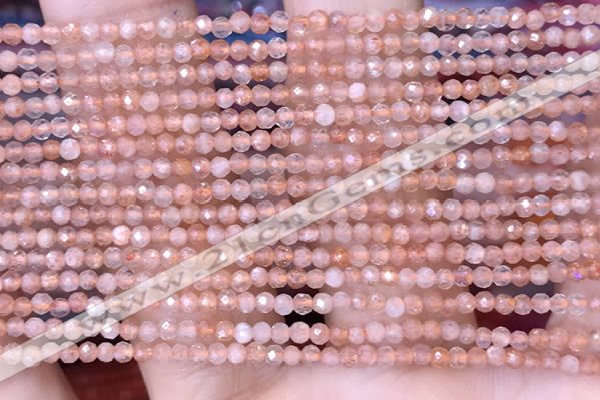 CTG1455 15.5 inches 2mm faceted round sunstone beads wholesale