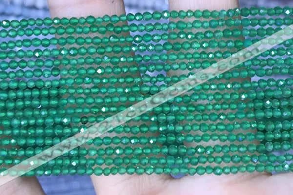 CTG1463 15.5 inches 2mm faceted round green agate beads