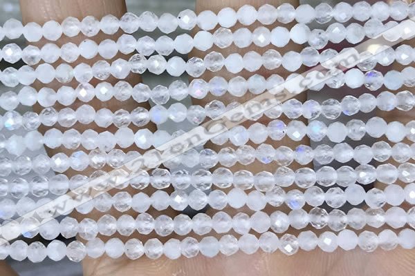 CTG1482 15.5 inches 3mm faceted round white moonstone beads