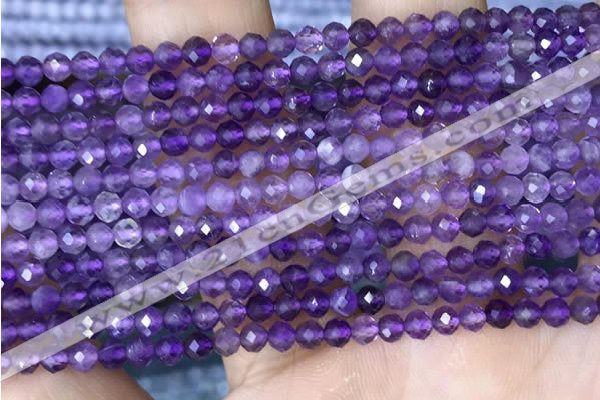 CTG1484 15.5 inches 3mm faceted round amethyst gemstone beads