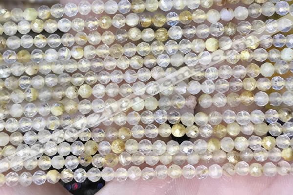 CTG1489 15.5 inches 3mm faceted round golden rutilated quartz beads