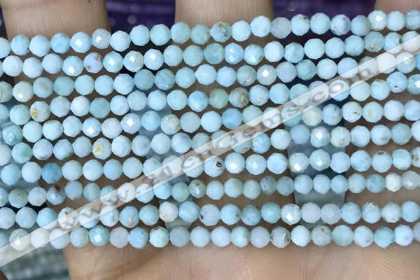 CTG1496 15.5 inches 3mm faceted round larimar gemstone beads