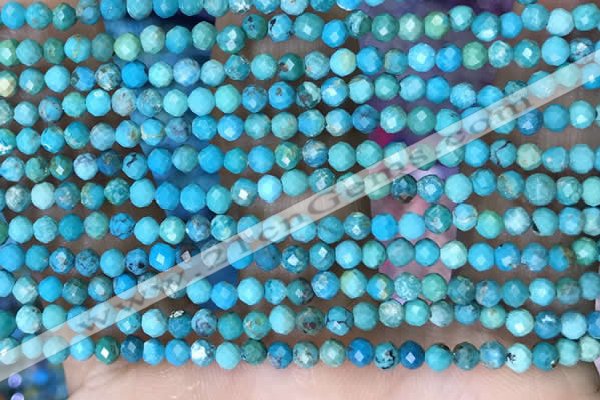 CTG1498 15.5 inches 3mm faceted round turquoise beads wholesale