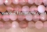 CTG1501 15.5 inches 3mm faceted round strawberry quartz beads