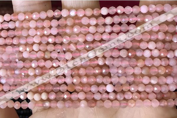 CTG1501 15.5 inches 3mm faceted round strawberry quartz beads