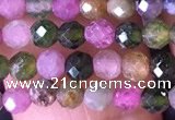 CTG1511 15.5 inches 3mm faceted round tourmaline beads wholesale