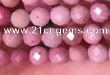 CTG1514 15.5 inches 3mm faceted round pink wooden jasper beads