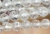 CTG1530 15.5 inches 4mm faceted round white crystal beads wholesale