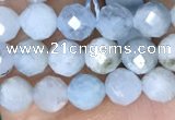 CTG1536 15.5 inches 4mm faceted round aquamarine beads wholesale