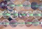 CTG1540 15.5 inches 4mm faceted round fluorite beads wholesale