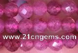 CTG1542 15.5 inches 4mm faceted round strawberry quartz beads