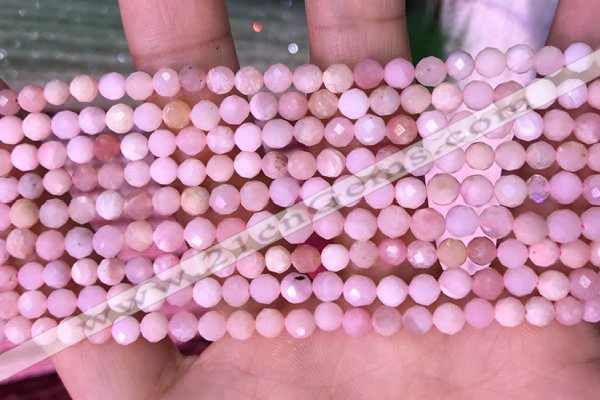 CTG1545 15.5 inches 4mm faceted round pink opal beads wholesale