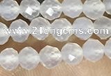 CTG1552 15.5 inches 4mm faceted round white agate beads wholesale