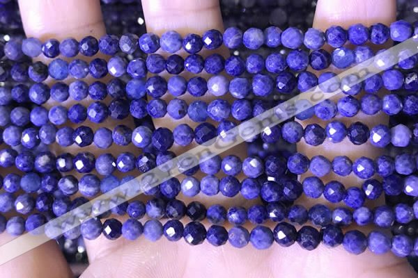 CTG1556 15.5 inches 4mm faceted round sapphire gemstone beads