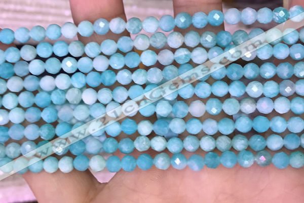 CTG1610 15.5 inches 5mm faceted round tiny amazonite beads