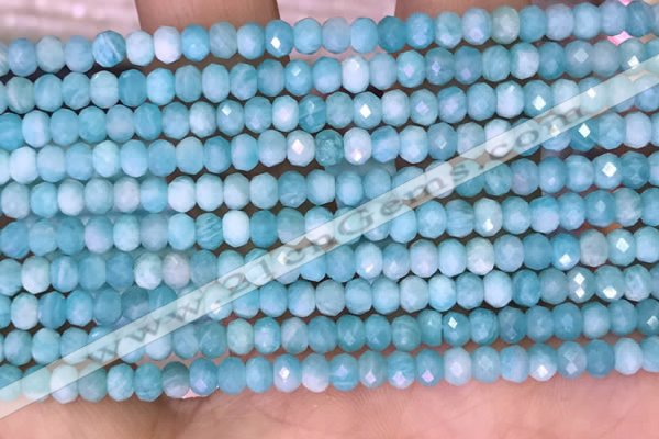 CTG1611 15.5 inches 3*4mm faceted rondelle tiny amazonite beads