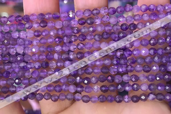 CTG1623 15.5 inches 3mm faceted round tiny amethyst beads