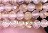 CTG1630 15.5 inches 3mm faceted round tiny golden rutilated quartz beads