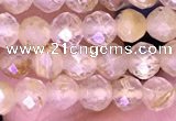 CTG1631 15.5 inches 4mm faceted round tiny golden rutilated quartz beads