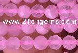 CTG1635 15.5 inches 3.5mm faceted round tiny rose quartz beads