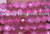 CTG1639 15.5 inches 2.5mm faceted round tiny pink tourmaline beads