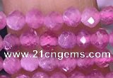 CTG1640 15.5 inches 3mm faceted round tiny pink tourmaline beads