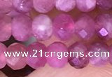 CTG1643 15.5 inches 3.5*5mm faceted rondelle tiny pink tourmaline beads