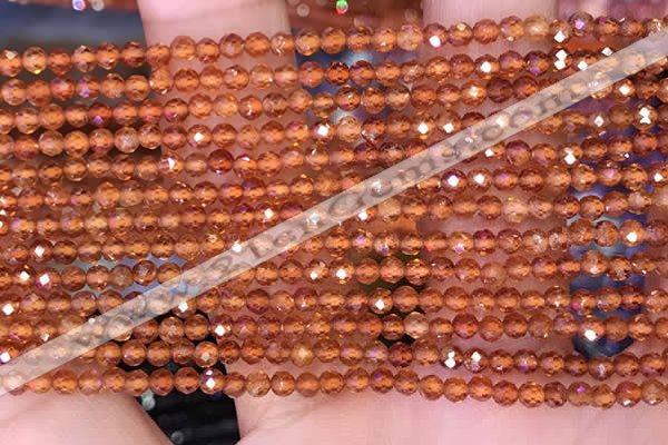 CTG1650 15.5 inches 3mm faceted round tiny orange garnet beads