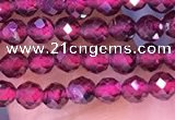 CTG1652 15.5 inches 3mm faceted round tiny red garnet beads