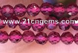 CTG1655 15.5 inches 3.5mm faceted round tiny red garnet beads