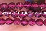 CTG1655 15.5 inches 3.5mm faceted round tiny red garnet beads