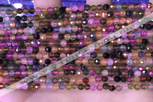 CTG1659 15.5 inches 3.5mm faceted round tiny tourmaline beads