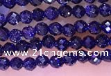 CTG1667 15.5 inches 3mm faceted round tiny blue goldstone beads