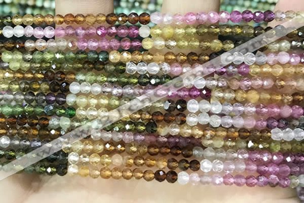 CTG1675 15.5 inches 3mm faceted round tourmaline gemstone beads