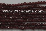 CTG201 15.5 inches 2.5mm faceted round tiny red garnet beads