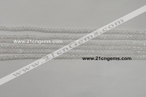 CTG202 15.5 inches 3mm faceted round tiny white crystal beads