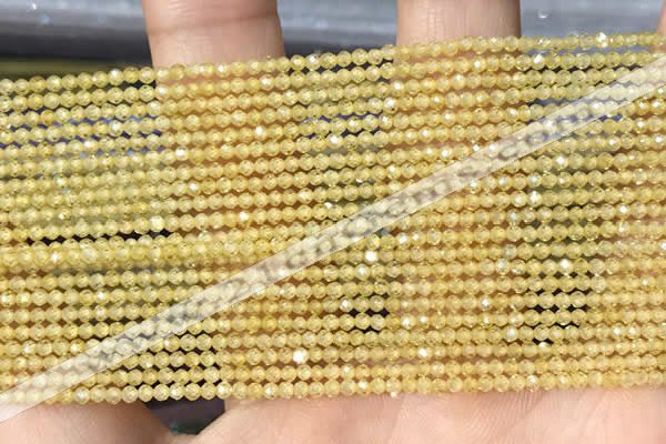 CTG2103 15 inches 2mm faceted round tiny quartz glass beads