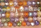 CTG2106 15 inches 2mm faceted round tiny quartz glass beads