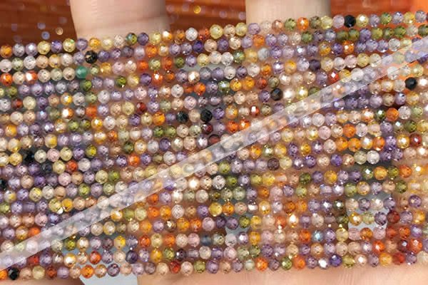 CTG2106 15 inches 2mm faceted round tiny quartz glass beads