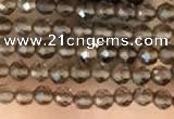 CTG2124 15 inches 2mm,3mm faceted round smoky quartz gemstone beads