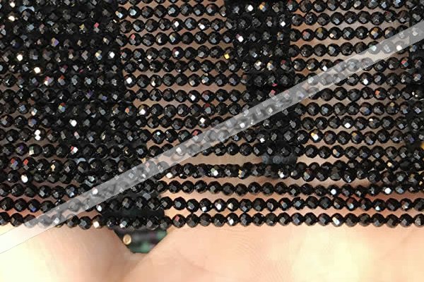 CTG2126 15 inches 2mm,3mm & 4mm faceted round black agate gemstone beads