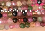 CTG2140 15 inches 2mm,3mm & 4mm faceted round natural tourmaline beads